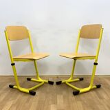 Retro chairs, metal & veneer, 1980s (set of 2)