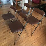 Chrome metal chairs and skaï from the 70s