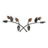 Signed Hand-Forged Iron & Wood Acorn Coat Rack, 1960s