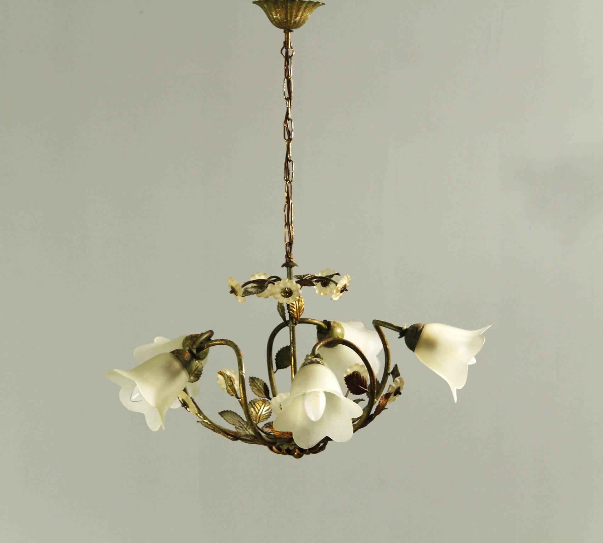 Vintage Floral Pendant Light from W.Müller-München 1980s