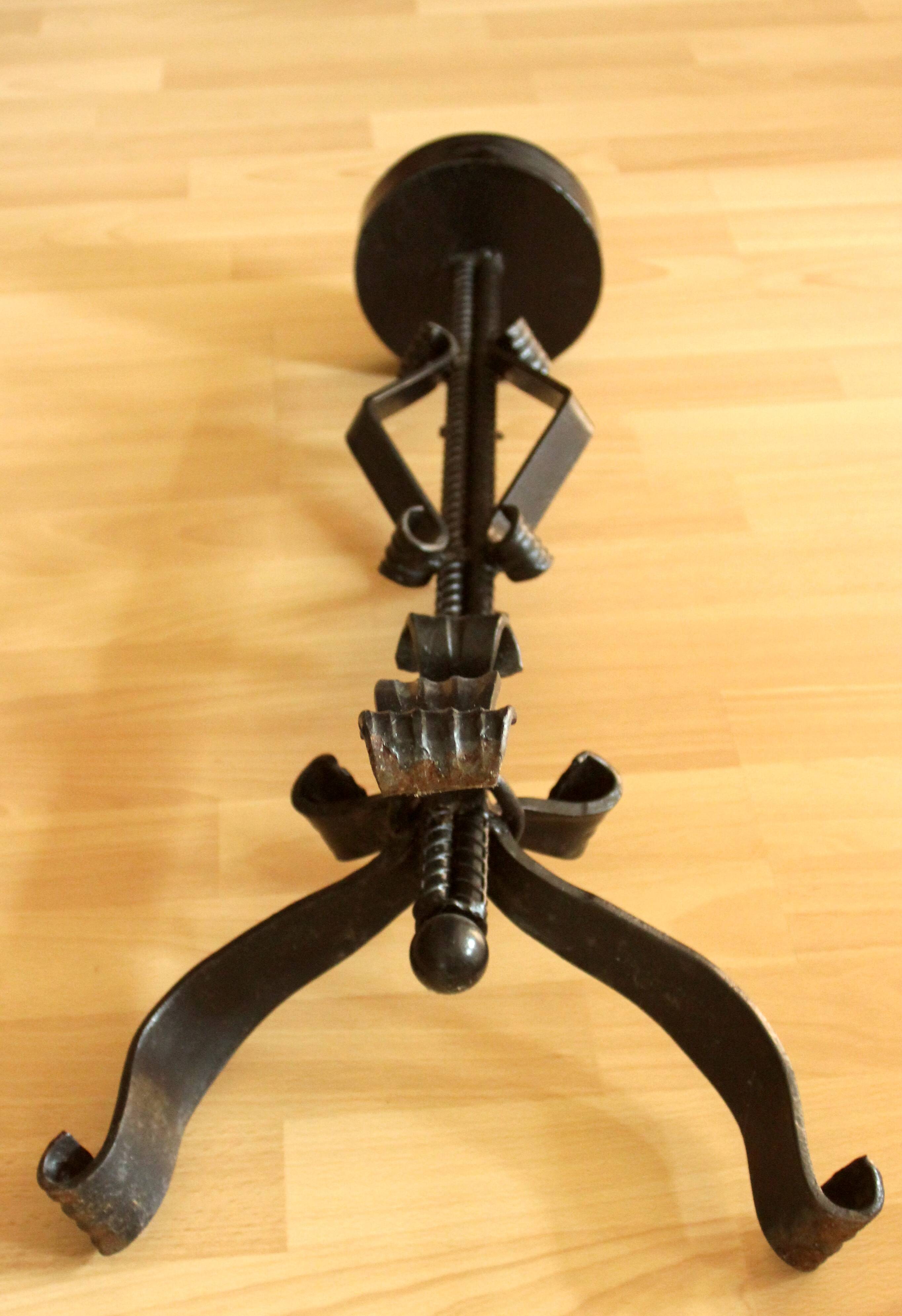 High handmade wrought iron candle holder for larger candles - vintage