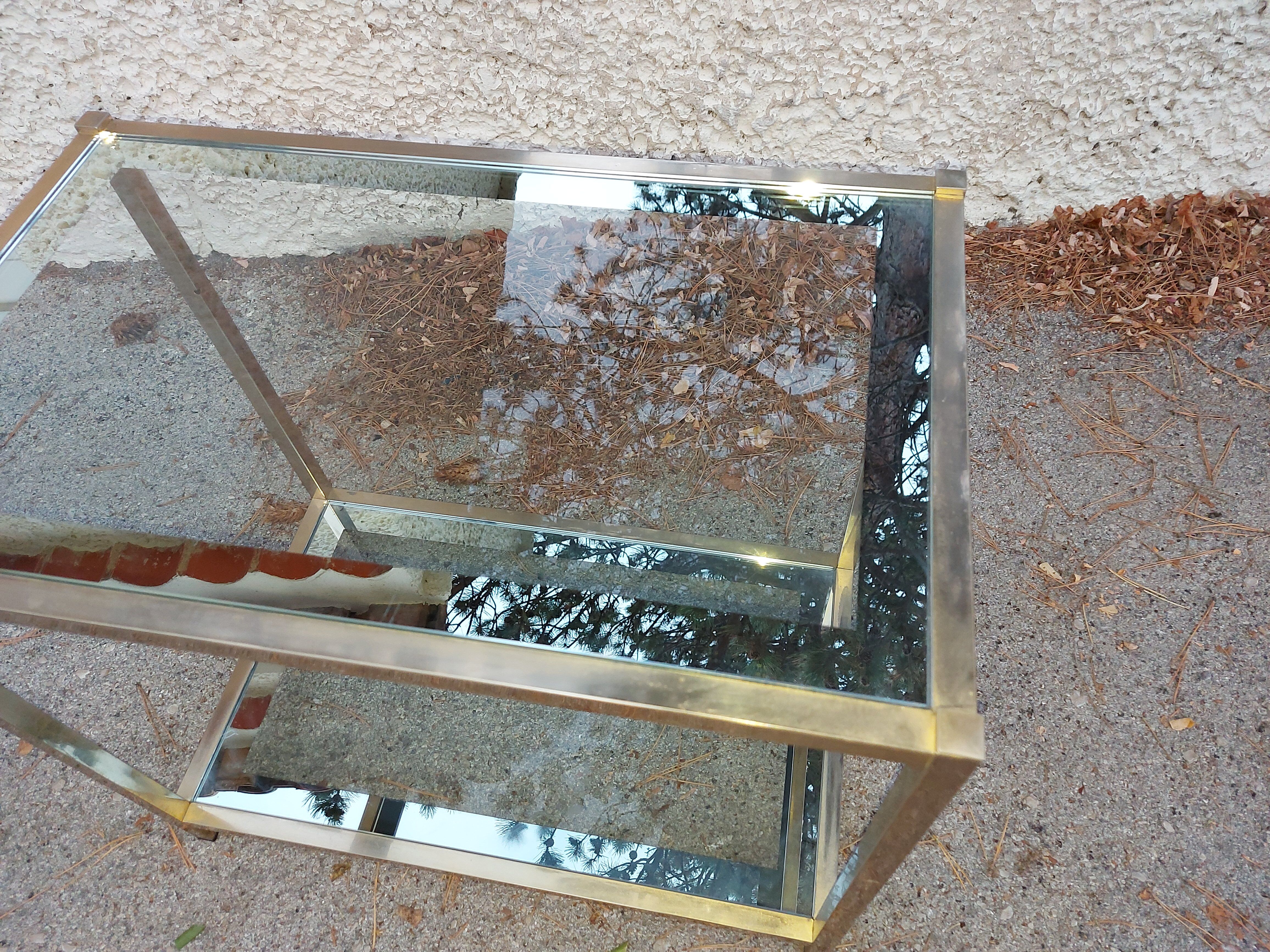 Vintage brass and glass table