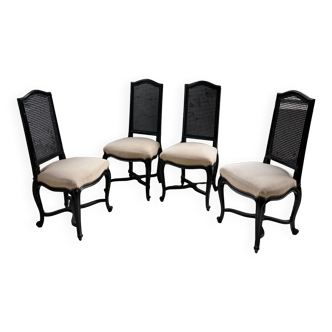 Set de 4 chaises laque noire