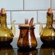 Oil and vinegar serving in amber glass