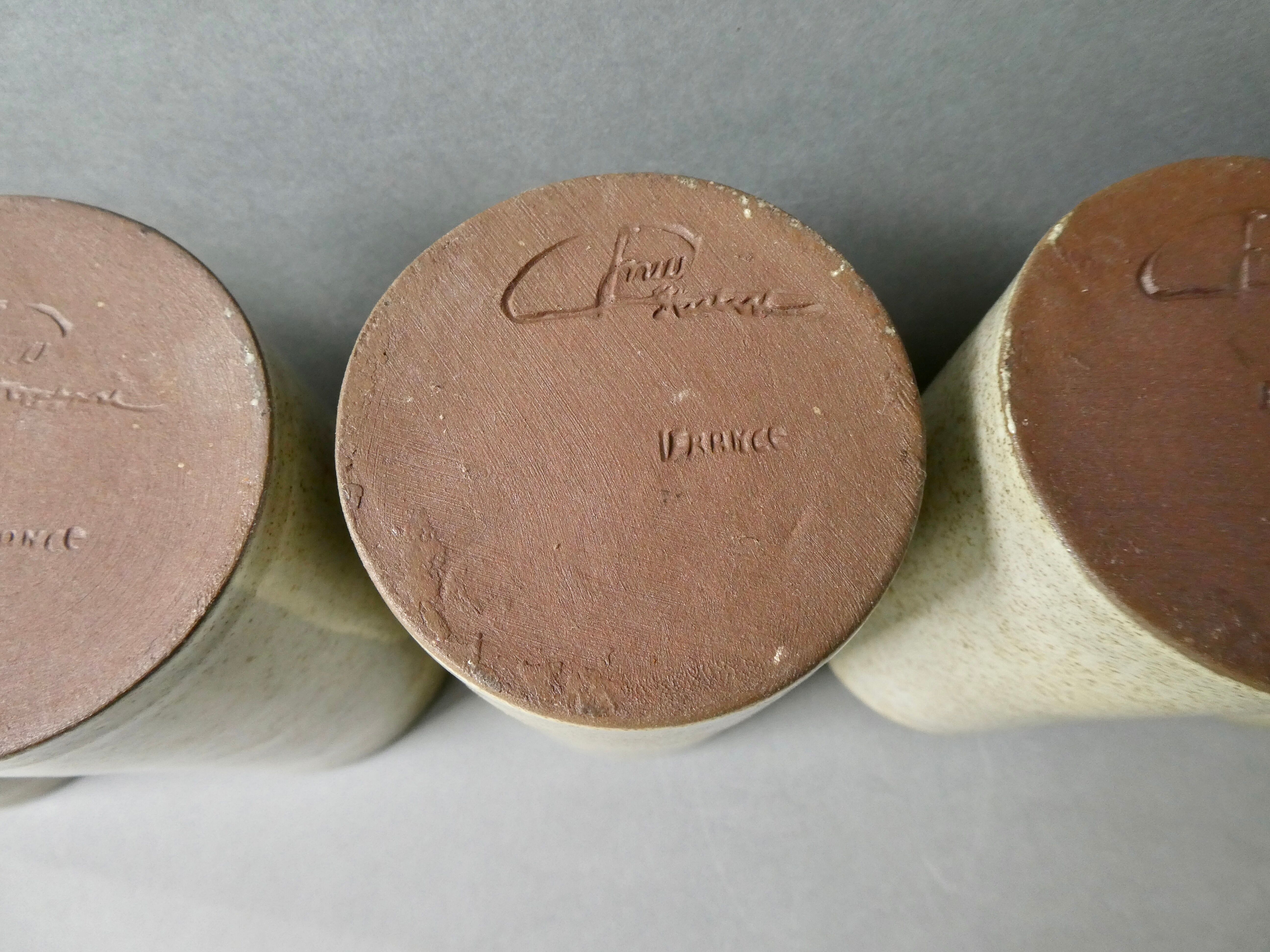 Set of 6 jean dubost glazed stoneware glasses in Noron