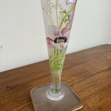 Pair of Frosted Glass Cornet Vases after Montjoye by Legras Art Nouveau period circa 1900