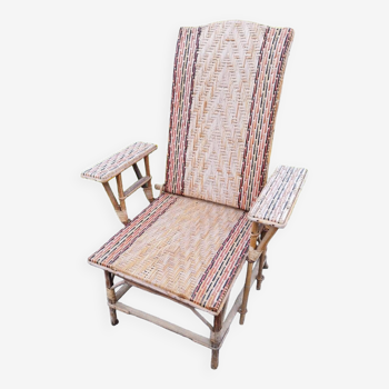 Rattan sun lounger armchair