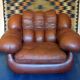 Large Italian leather lounge chair, 1970s