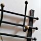 Cloakroom coat rack wrought iron and brass balls 5 vintage hooks