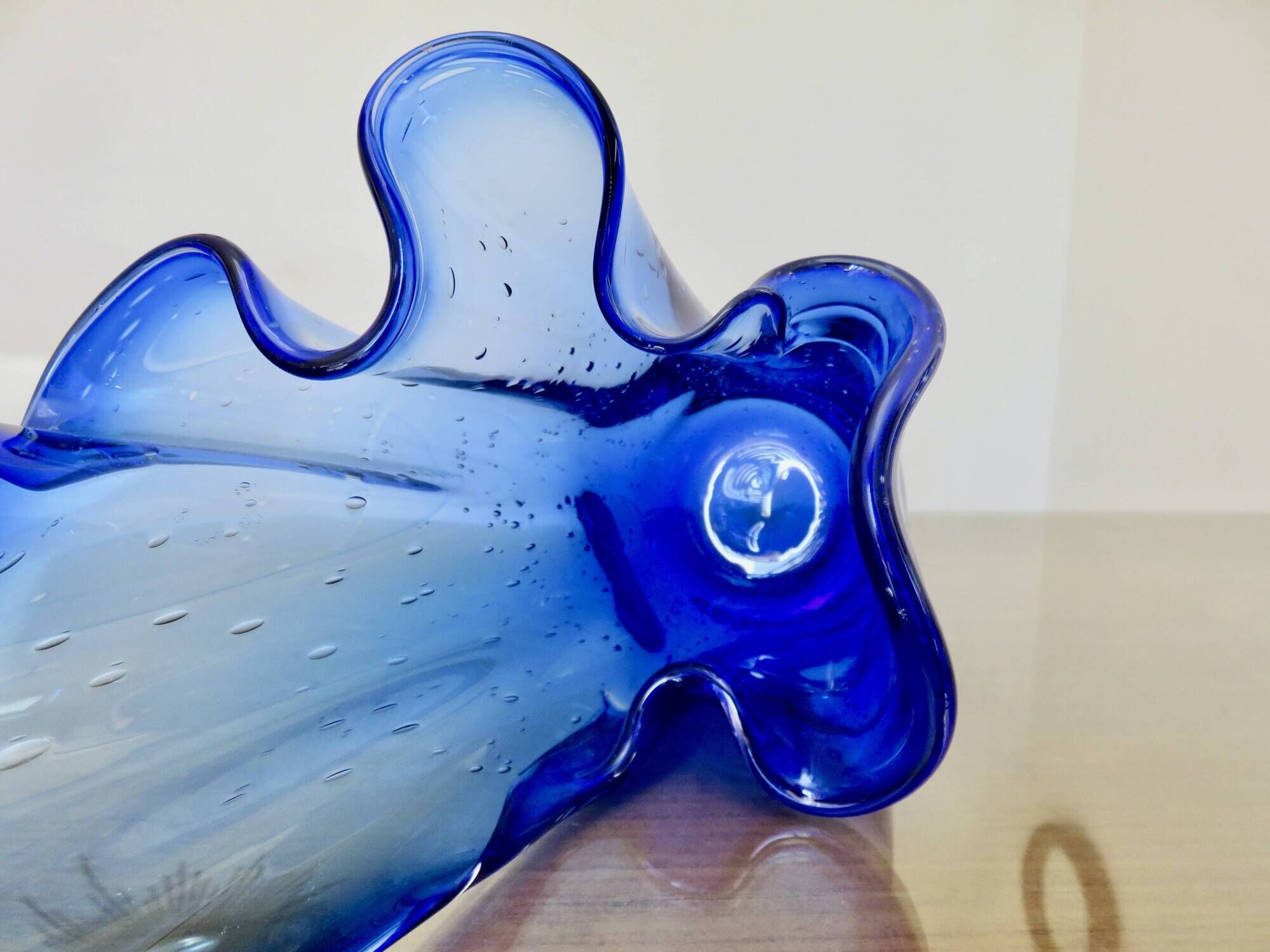 Large "handkerchief" vase in blown cobalt blue glass, 1960s.