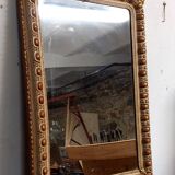 Antique gilded and lacquered mirror, original Napoleon III