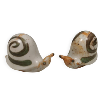 Ceramic snails as salt and pepper shakers, Denmark, 1970s-1980s