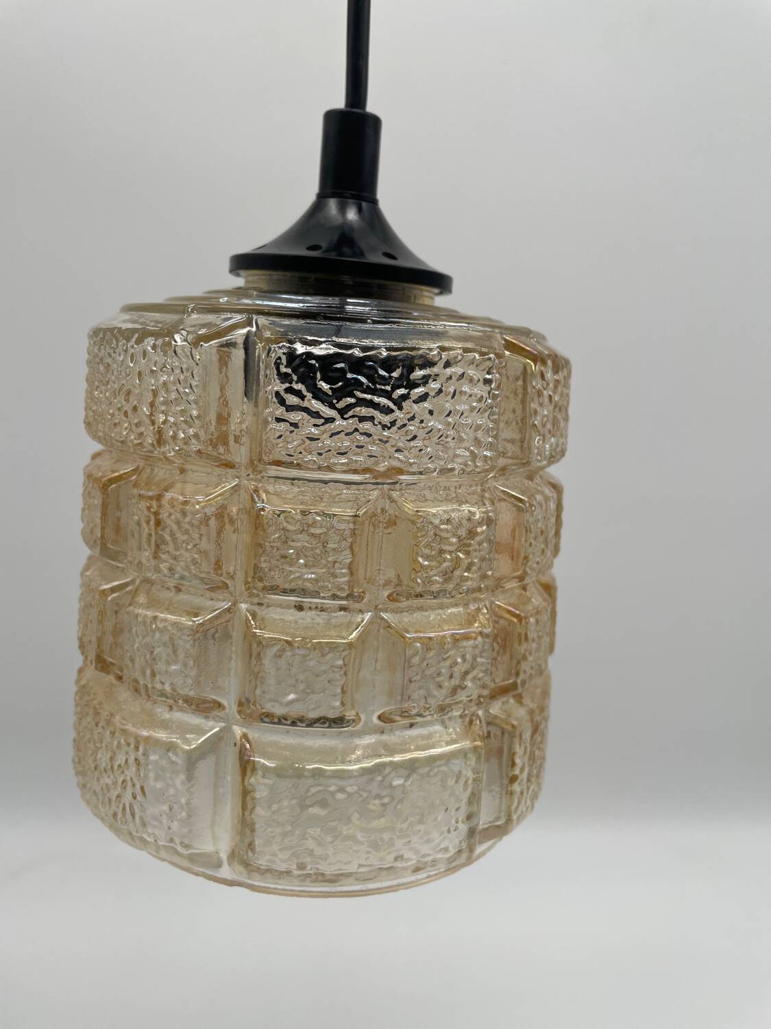 Suspension / portable lamp in smoked glass, 1970s