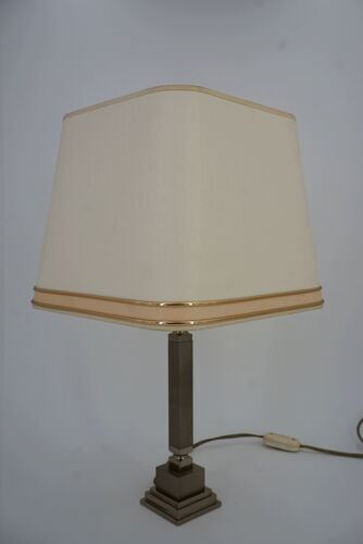 Pair of chrome and brushed metal lamps