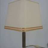 Pair of chrome and brushed metal lamps