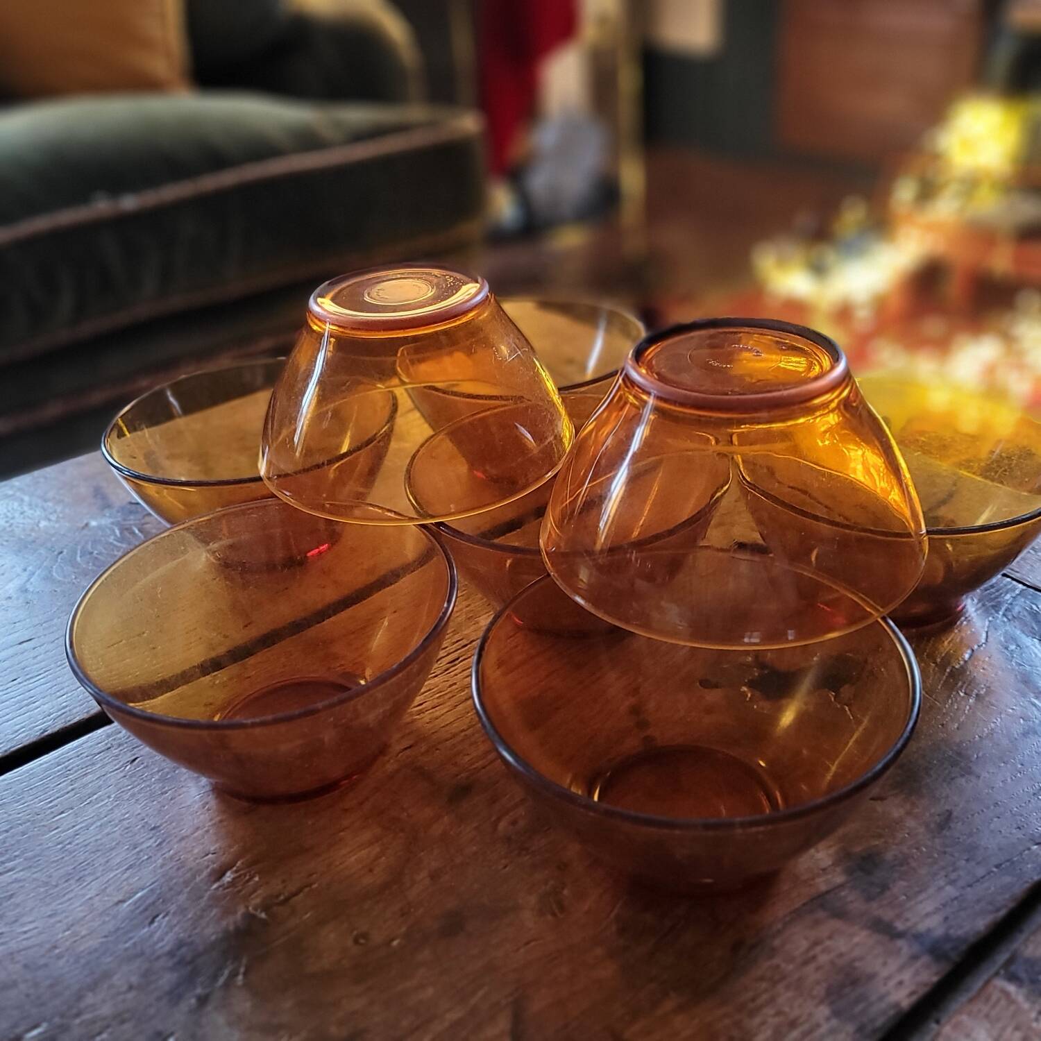 VINTAGE DURALEX Bowls - Amber I.R.R. Tempered Glass
