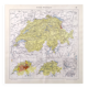 Vintage color map of Switzerland 43x43cm from 1950