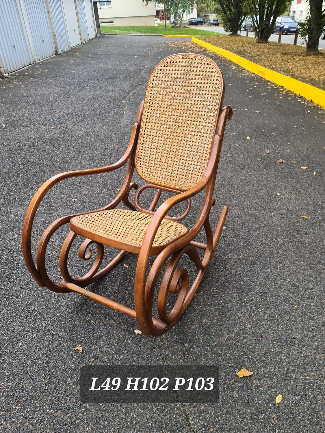 Rocking chair rattan and bentwood Vintage tuna