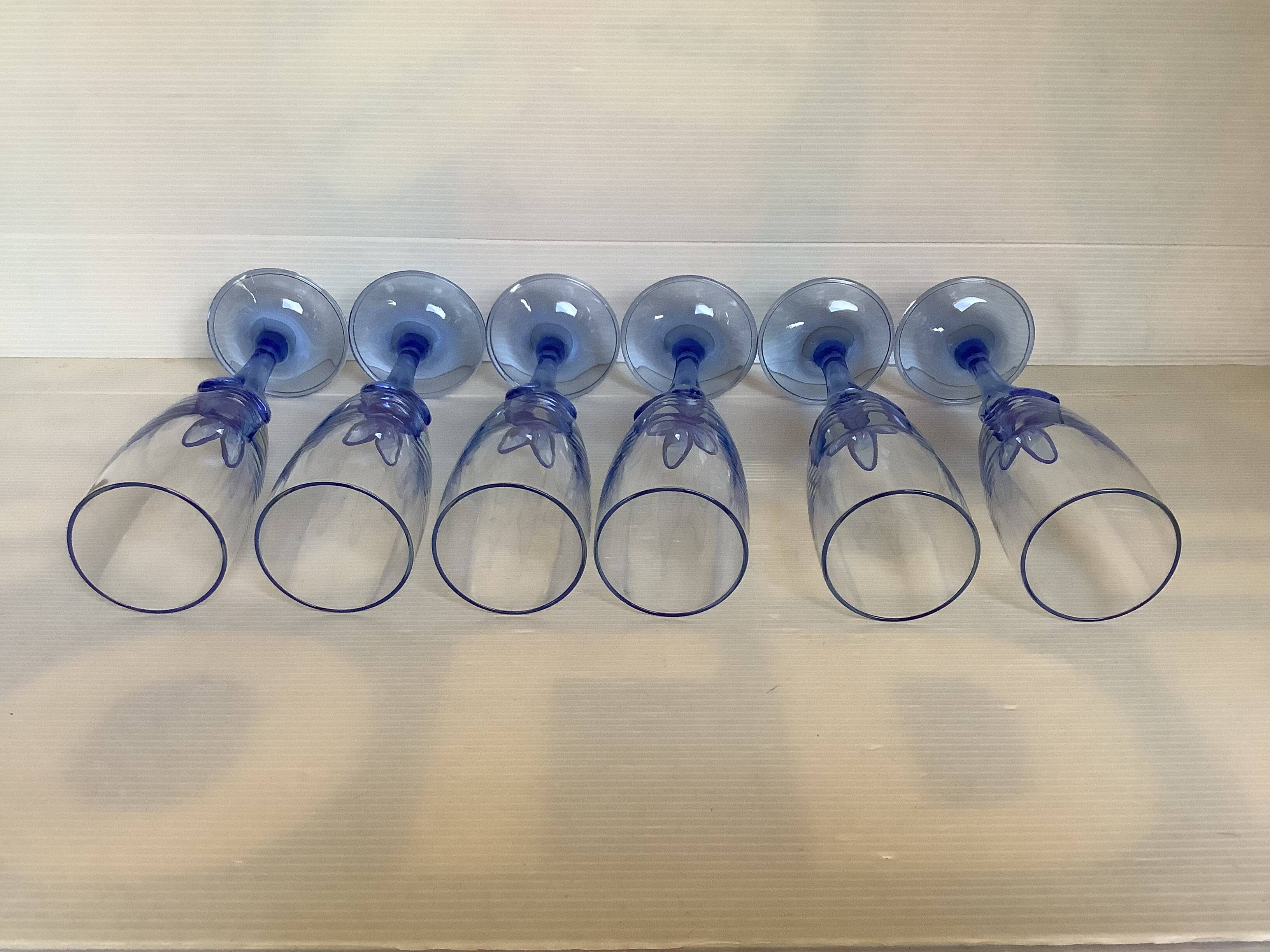 Six Bormioli Rocco Cobalt Blue Champagne Flutes