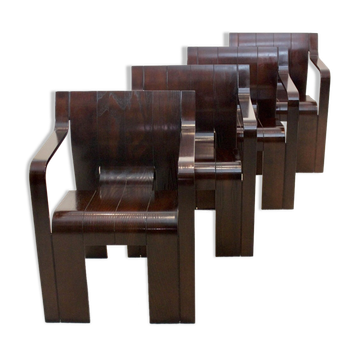 Set de quatre chaises de salle à manger Strip par Gijs Bakker pour Castelijn