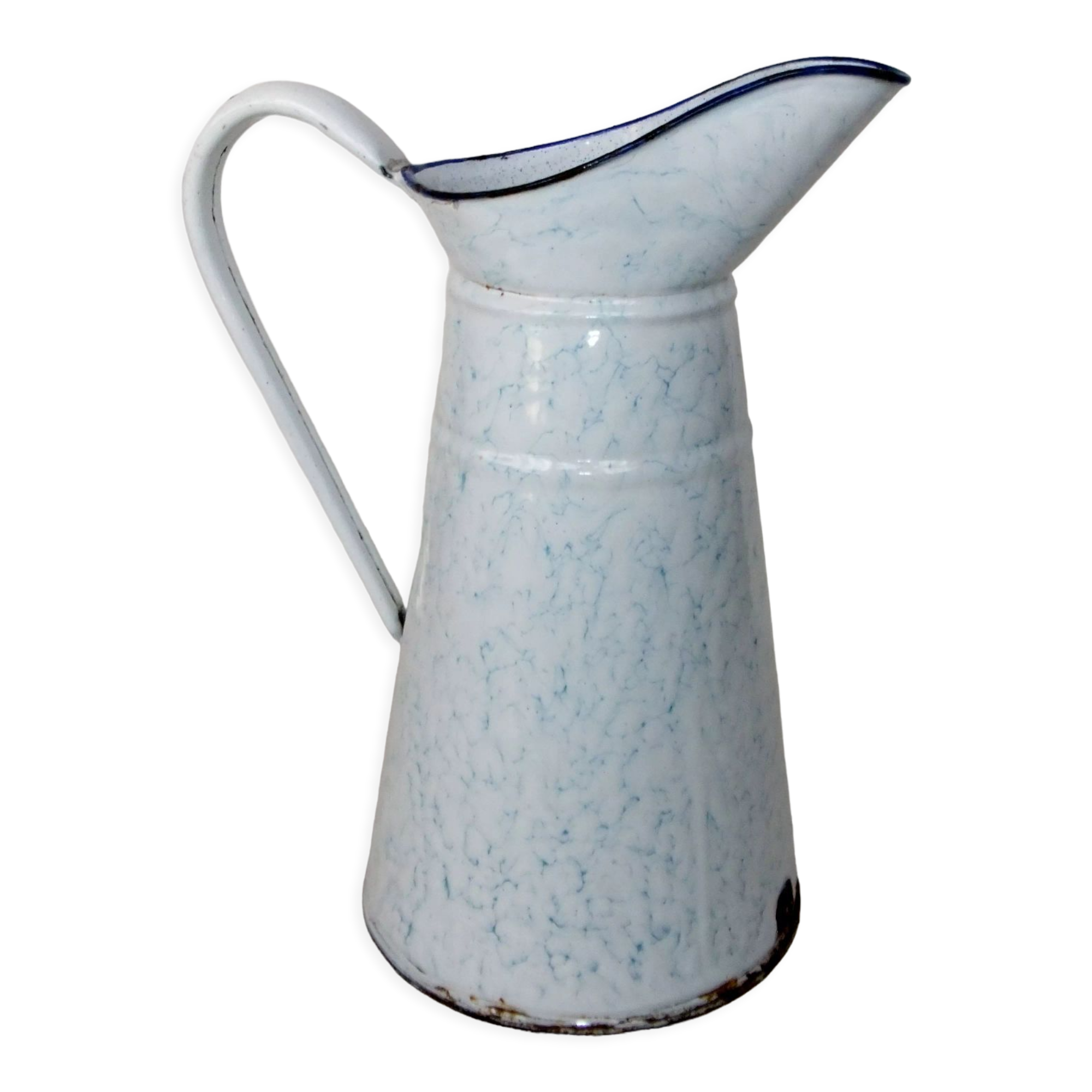 Broc pichet verseuse tôle émaillée seau pot collection 37cm
