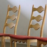 Vintage 1960s Danish Brutalist Ladderback Light Oak Chairs style of Kjærnulf