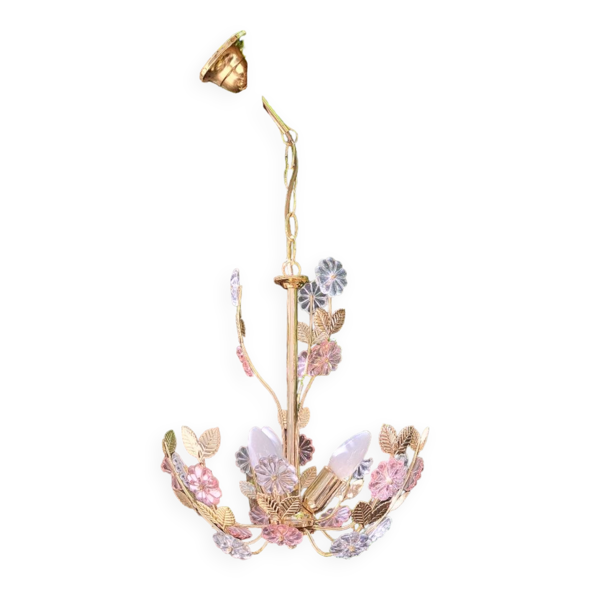 Glass flower chandelier 80s