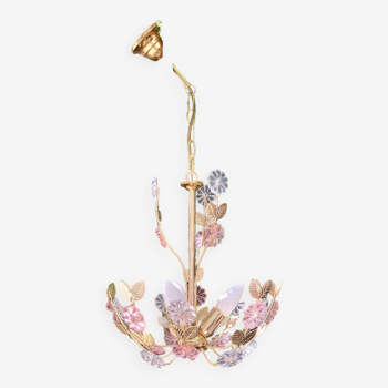 Glass flower chandelier 80s