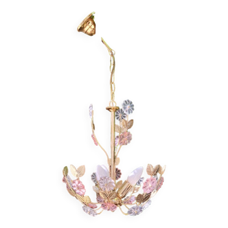 Glass flower chandelier 80s