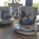 Lot de 6 tasses et 6 soucoupes à café en grès français