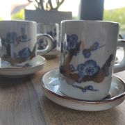 Lot de 6 tasses et 6 soucoupes à café en grès français