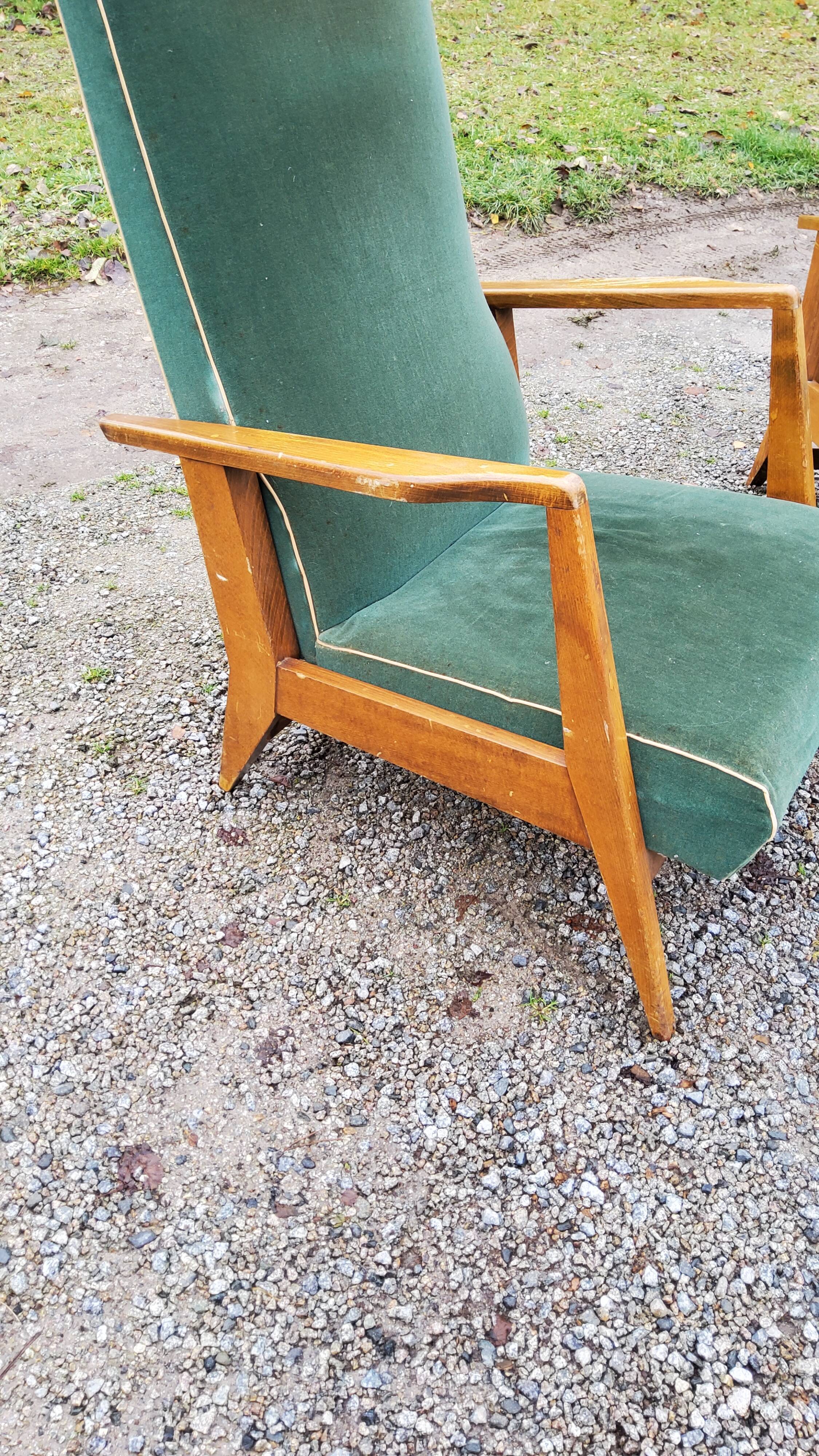Paire de fauteuils des années 50 GMC pieds compas