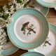 Set of 10 vintage flat plates with bird drawings