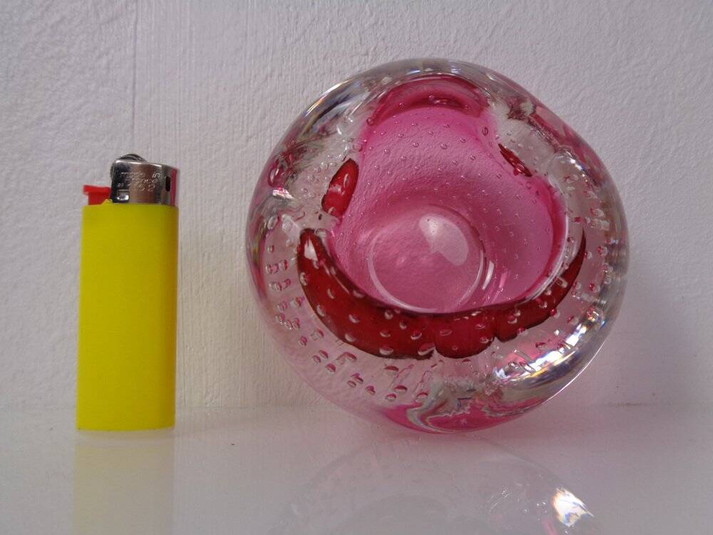 Pink Sommerso Murano Glass Ashtray, Italy, 1960s