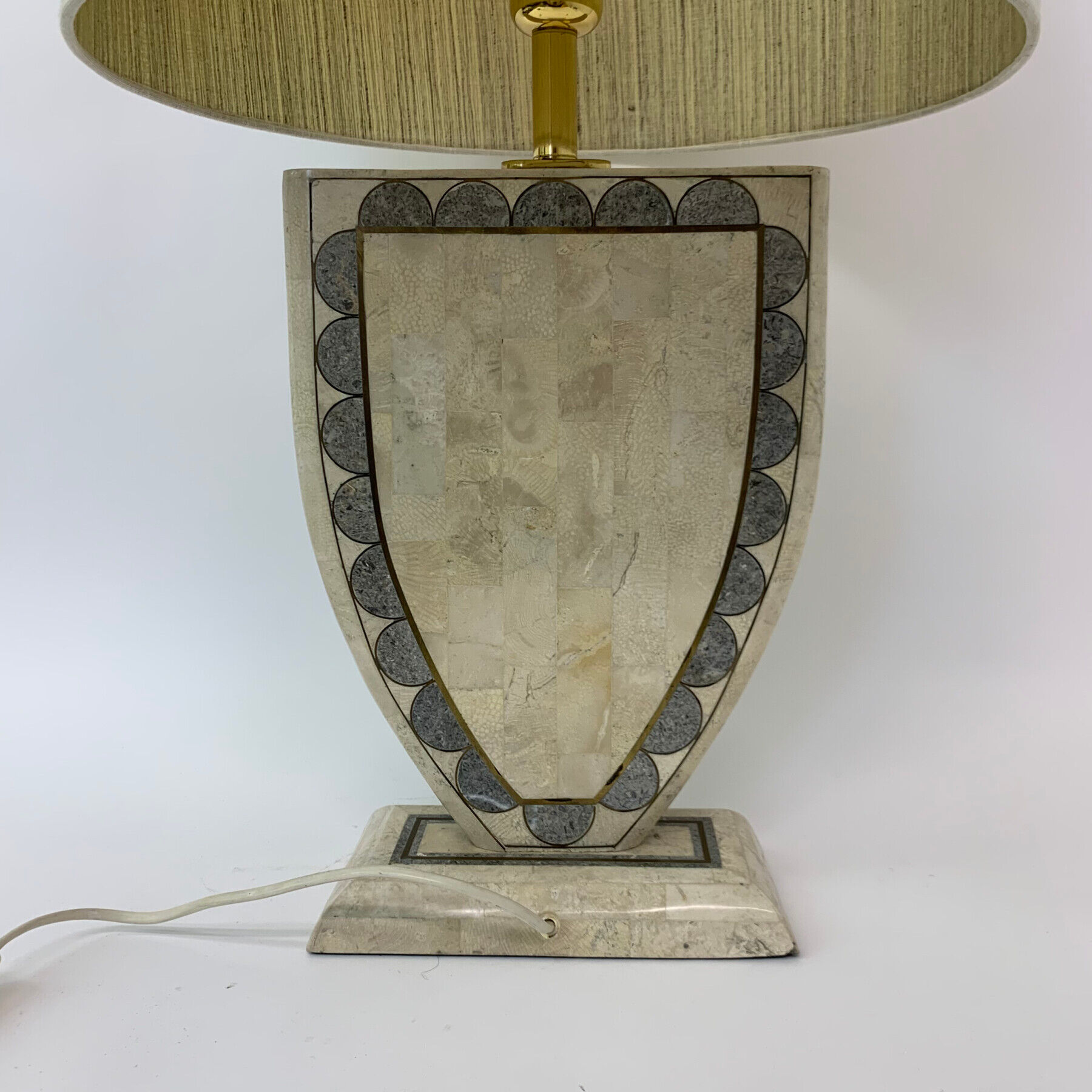 Vintage Maitland-Smith tesselé marble veneer desk lamp