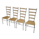 Mid century metal and wicker dining chairs, France 1950s