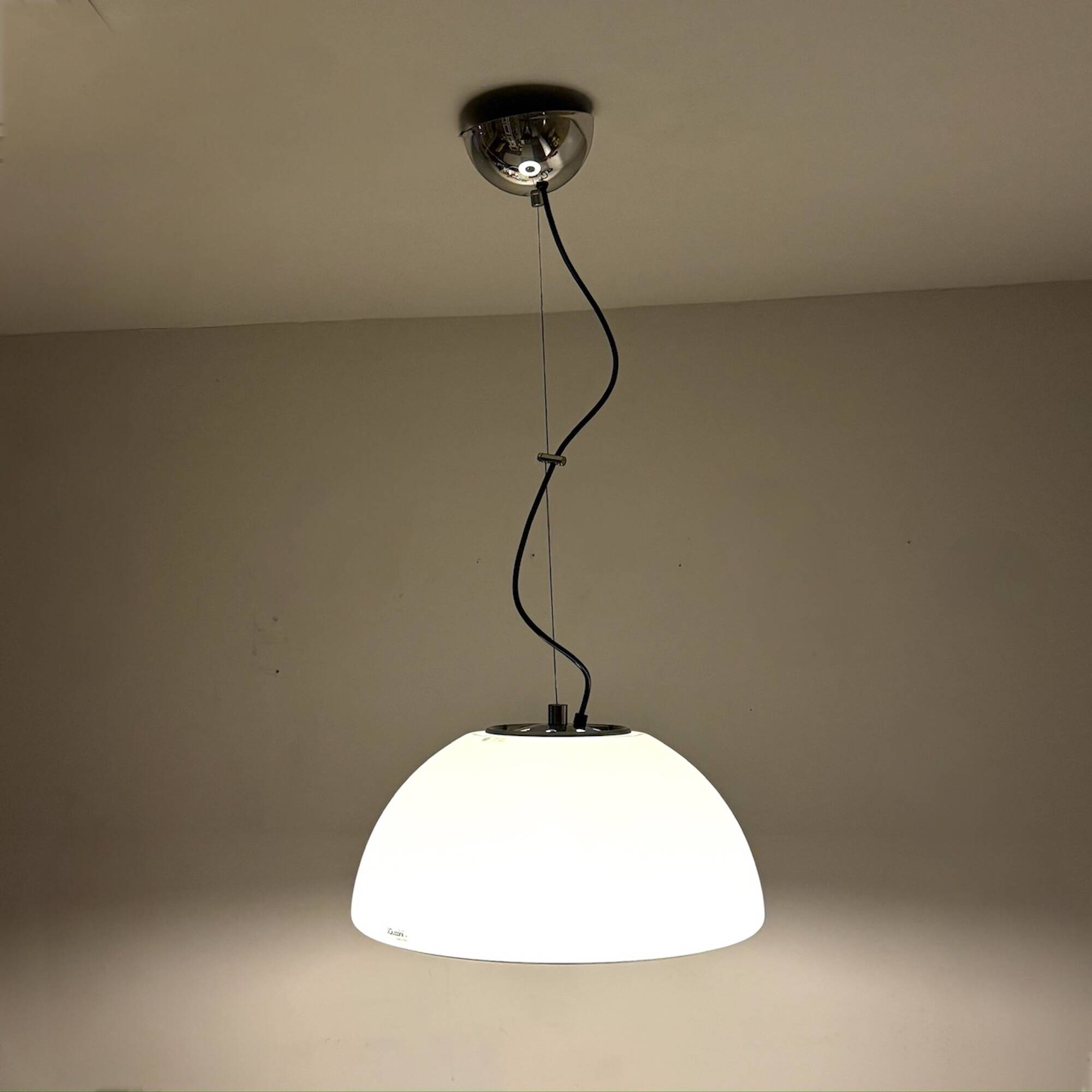 Vintage iGuzzini Hanging Lamp in White Acrylic Model 3072, 1970s