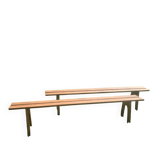 Pair of solid wood farm benches, 2 metres.