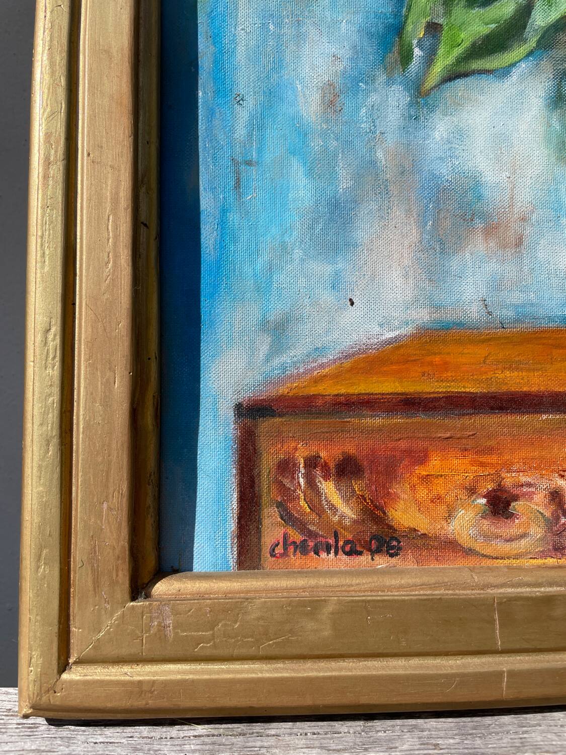 Painting bouquet of sunflowers oil on canvas