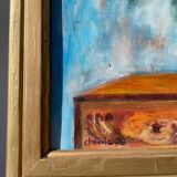 Painting bouquet of sunflowers oil on canvas