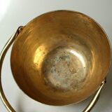 Solid brass planter with handle, vintage from the 1960s