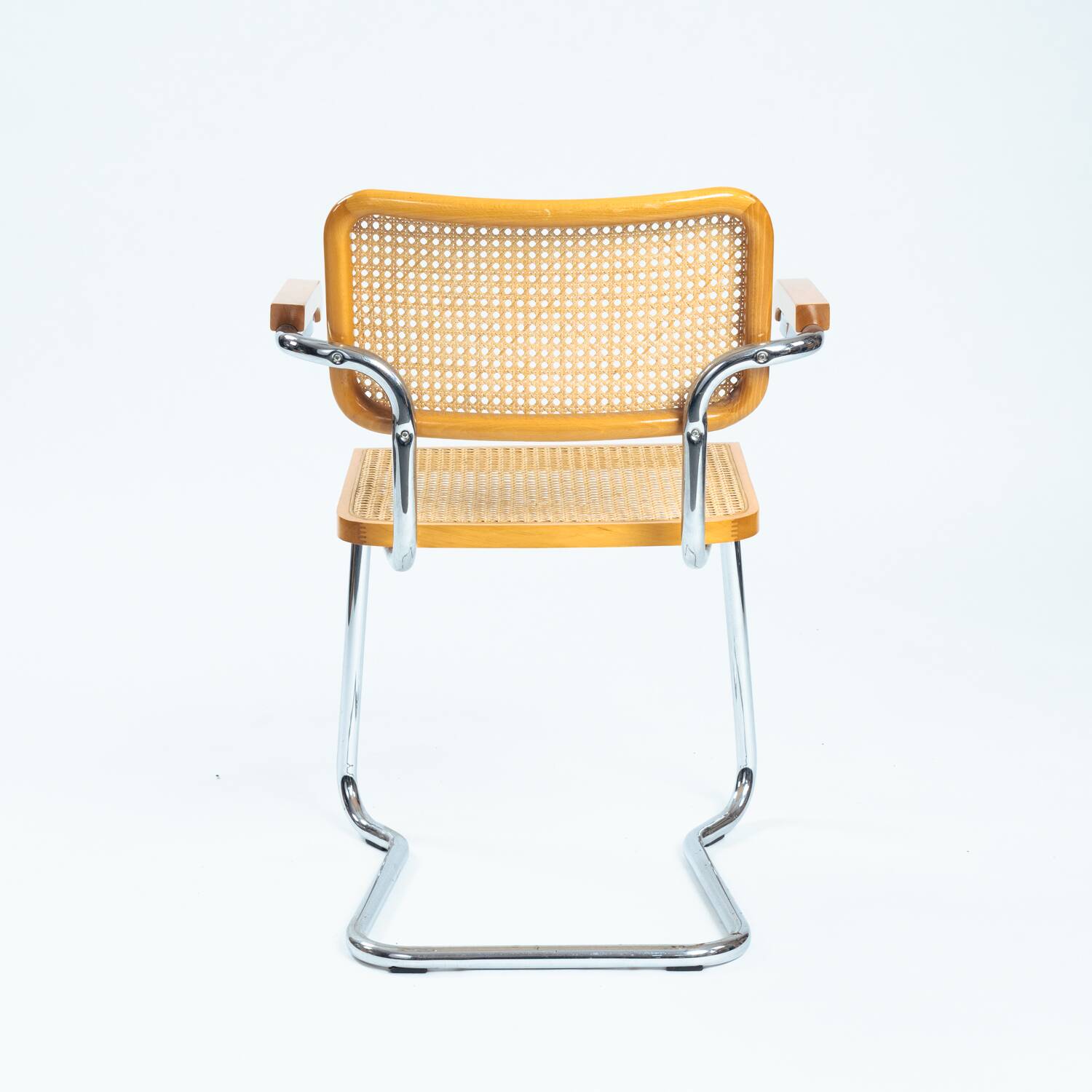 4 Bauhaus wicker chairs, in the style of Marcel Breuer, stackable