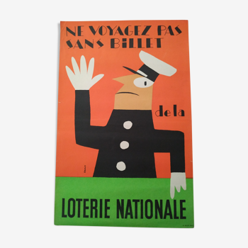 Affiche ancienne loterie nationale de Grove 1955