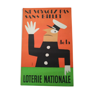 Affiche ancienne loterie nationale de Grove 1955