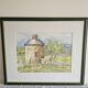 Aquarelle pigeonnier de Camboulan Aveyron signé Annick Mesnil