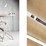 Dutch industrial drawing or architect's table witch lamp from rotanex-pool, 1950s