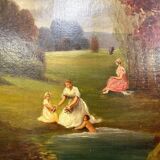French School around 1880: animated lake landscape signed J Durand