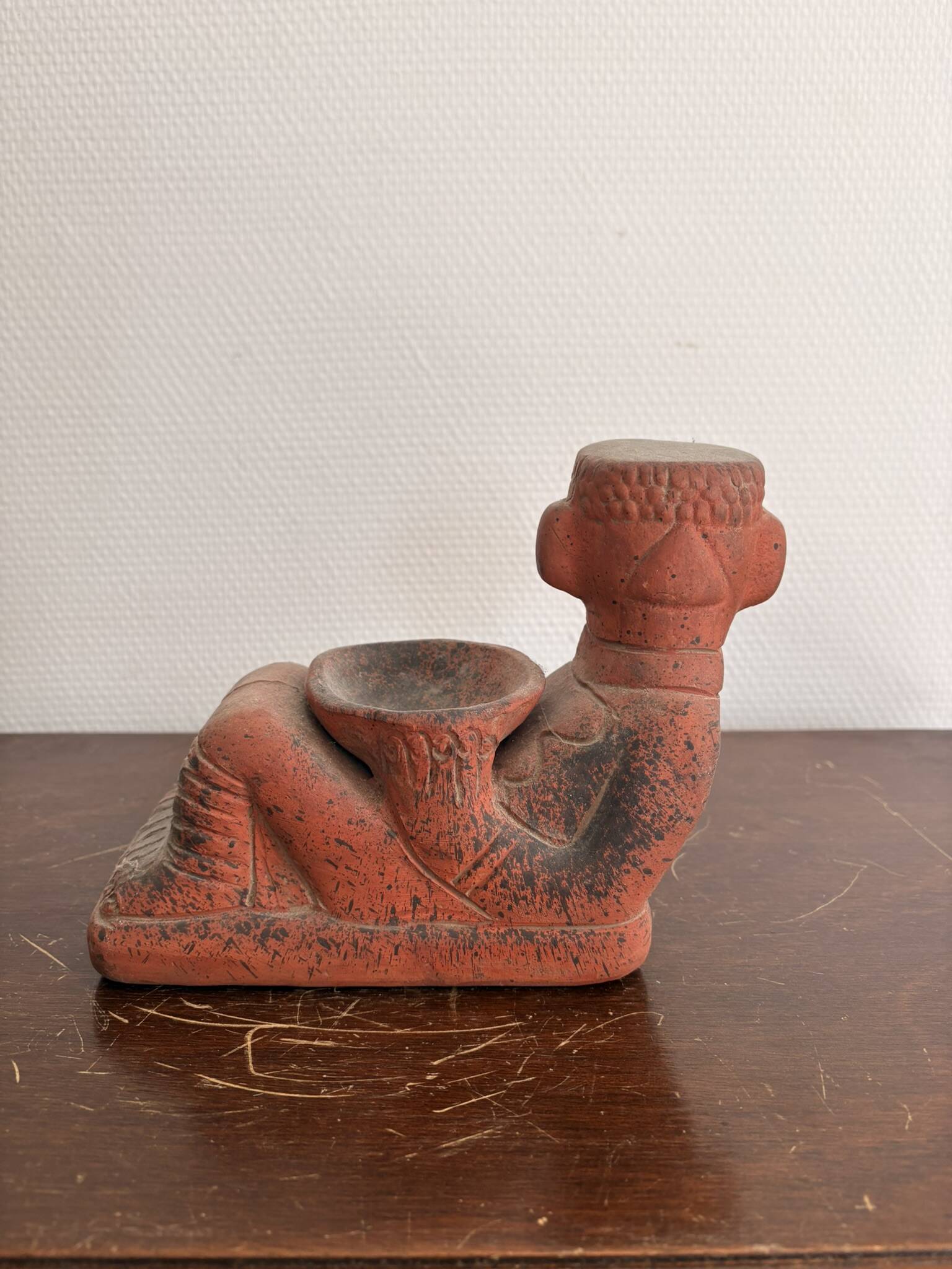 Ancient Chac Mool Sculpture Pre-Columbian Maya Toltec Terracotta Pottery