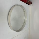 Miroir blanc rond moderne du milieu du siècle, années 1960