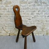 Mountain chair in solid wood, carved with gouge, 60s